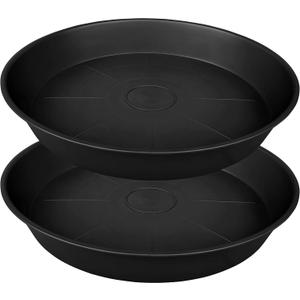 2 Pack of 20 22 inch Plant Saucer, 3.6" Depth Tray, Large Deep Heavy Duty Saucers for Pots, Garden Plastic Flower Plant Trays for Indoors Outdoor, Tray for Planter 19-23" (Black)