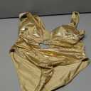 ChiaoLezhee Women's Metallic One Piece Swimsuit Sexy Plunge Cutout Bodysuit Festival Rave Outfits, Size XL