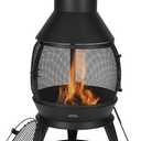 VEVOR Chiminea, 22 Inch Outdoor Wood Burning Firepit, Iron Spherical Fireplace for BBQ & Warming, Wooden Fire Pit with Grill Mesh, Chimney Coat & Rustproof Chiminea Lid, for Patio, Garden, Backyard