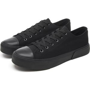 yageyan Men Canvas Low top Shoes Classic Casual Sneakers Black and White Fashion Shoes, 8