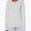 Amazon Essentials Women's Fleece Crewneck Pullover Sweatshirt Light Grey, L