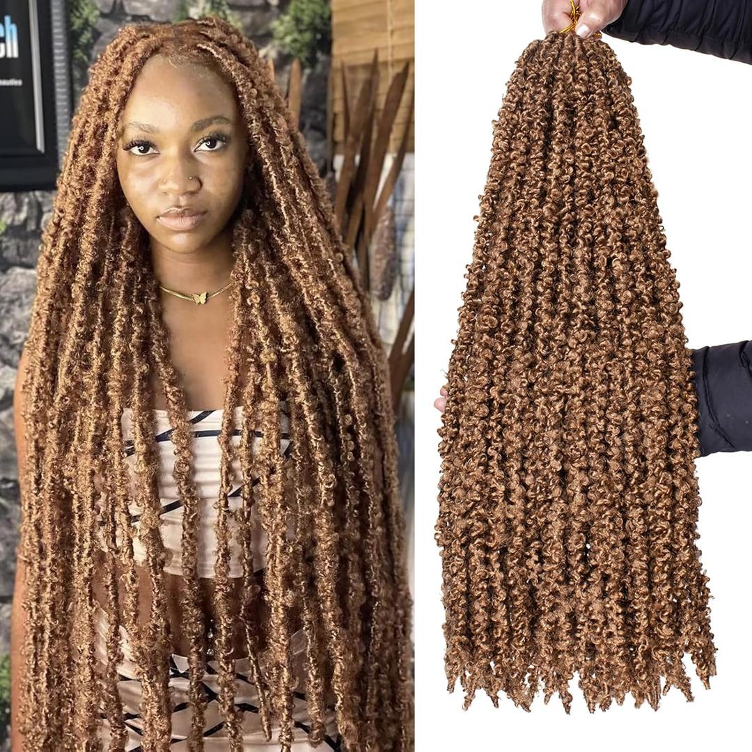 Leeven 30 Inch Long Butterfly Locs Crochet Hair for Black Women 6 Packs Pre-twisted Crochet Butterfly Braids Locs Blonde Distressed Faux Locs Crochet Hair 27#