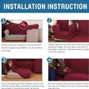 H.VERSAILTEX 3 Piece Stretch Sofa Covers for 2 Cushion Loveseat Couch Covers for Living Room Furniture Cover (Base Cover Plus 2 Seat Cushion Covers) Thicker Jacquard Fabric(Medium Sofa, Burgundy)
