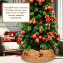 Rattan Christmas Tree Collar - 42in Rustic Farmhouse Style, Hand-Woven Natural Fiber Base with Bow, Large Tree Skirt for Holiday Decor, Fits 6-8ft Trees & Conceals Stand