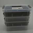 Bins & Things Stackable Storage Container with 2 Trays - Gray Craft Storage/Craft Organizers and Bead Organizer Box/Art Supply (Grey)