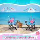 Outdoor Toddler Camping Chair with Umbrella Foldable Beach Chairs with Safety Lock for Kids Waterproof Lawn Kids Folding Chair for Outside Beach Travel(Flamingo)