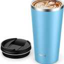 Insulated Coffee Mug with Ceramic Coating, 18oz Travel Mug with Leak-proof Lid, Vacuum Double-wall Tumbler, Stainless Steel Thermal Cup for Tea, Hot Cocoa, Cold Beverage, Ice Drinks (Sky Blue)