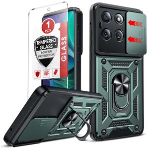 LeYi for Moto G-Stylus-2025 Case: Motorola G Stylus 2025 Case with Screen Protector, Military-Grade Protection, Rotatable Ring Kickstand, Green