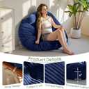 HIGOGOGO Papasan Chair Cushion with Corduroy Cover (Without Chair), 48 x 48 Inch Supportive Cushion, Overstuffed Chair Cushion,Dark Blue