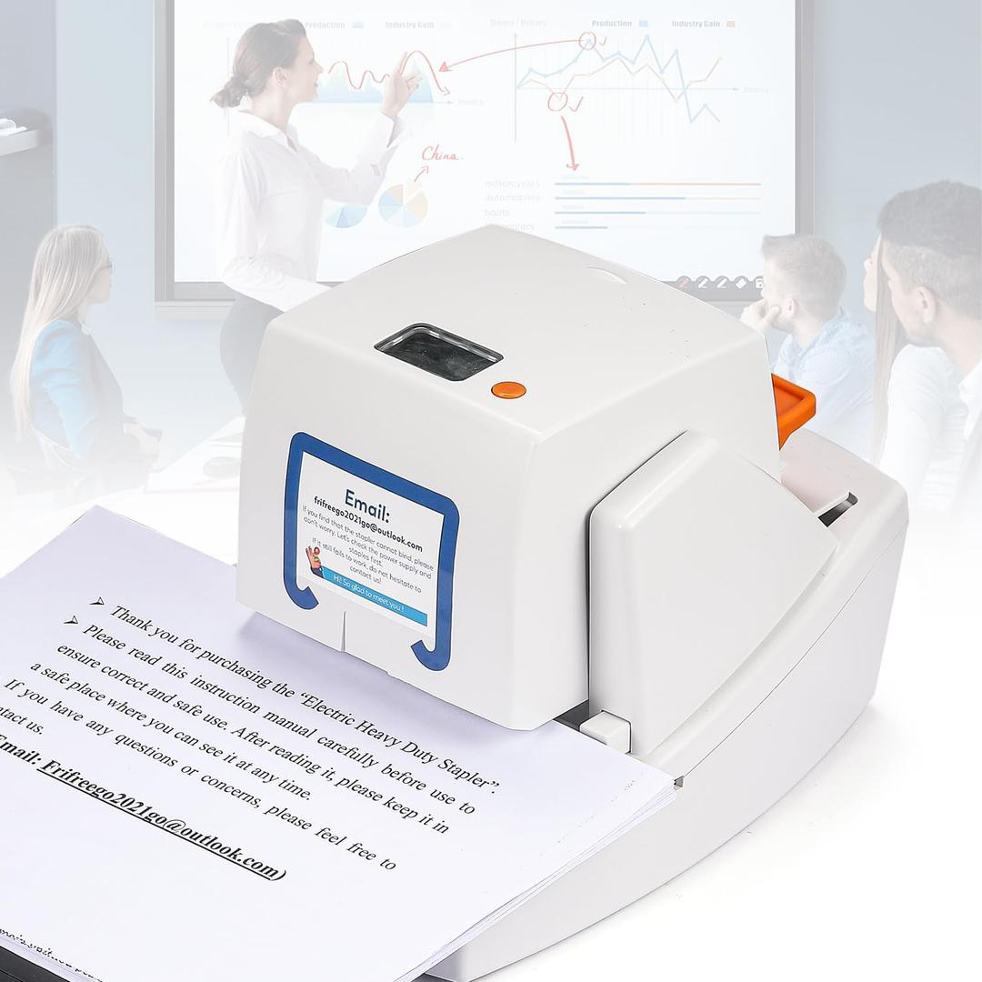Upgraded Electric Stapler, 65 Sheets Capacity, Binding Speed & Margin Adjustable, Automatic Heavy Duty Stapler Including 5500 Staples, Jam-Free