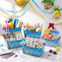 Moinchore 12 Set School's out for Summer Basket for Gifts Empty 9.8x6.5'' Happy Last Day of School Market Tray Cardboard with Bows, Cellophane Bags, Twist Tiles, Empty to Fill for Holiday Party Supply