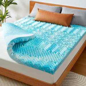 PERLECARE 3 Inch 7-Zone Full Memory Foam Mattress Topper, Cooling Gel Mattress Topper with Airflow Channels, CertiPUR-US Certified Egg Crate Bed Topper for Body Pressure Relief, Full