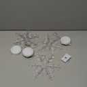 LHYLDS Christmas Decorations 3Pcs White Snowflake Window Lights with Suction Cup Battery Operated Christmas Lights, Hanging Lighted Xmas Window Decoration Indoor Outdoor Xmas Tree Home Decor