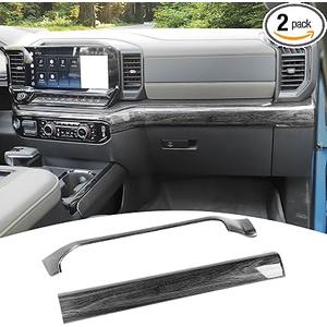 49.99PDKLIN for Silverado Center Console Dashboard Panel Trim Cover for Chevy Silverado 2022 up Black Wood Grain Interior Accessories 2pcs