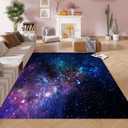 kxry 2 * 3 Feet Galaxy Soft Area Rugs for Kids Girls Boys Blue and Purple Outer Space Starry Sky Universe Floor Carpet for Living Room Bedroom Dorms Nursery Rooms Home Decor Aesthetic