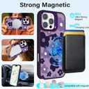 for iPhone 16 Pro Flower Case with Kickstand, Compatible with MagSafe, Built-in Camera Ring Stand, Strong Magnetic Translucent Matte Frosted Slim Cover for Girls Women Teens, Purple Floral