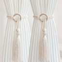 Curtain Tiebacks Holders, Bohemian Clasp, Bohemian Curtain Tassel Clasp, Tiebacks No Hole Punching Decorative for Bedroom Window Treatment