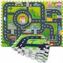 Play Mat Interlocking Foam Car Rug Floor Puzzle Tiles Playroom Pieces Interactive by Exultimate, 12 Piece Set