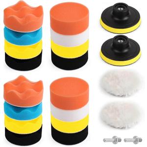 22 Pcs Polishing Pads Kit,3 Inch Sponge Buffing Pads,Buffer for Car Detailing, Polishing Wheel for Drill,Car Buffer Polisher Kit Drill Buffing Kit for Car Polishing, Waxing, Sealing Glaze