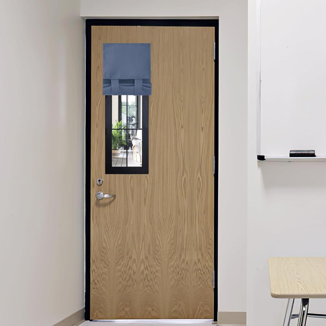 RYB HOME 2 Panels Classroom Door Window Cover, Blackout Shades for Classroom Windows and Doors Cover Lockdown Shades, Room Darkening Design Blocks Views, W 8 x L 36, Stone Blue
