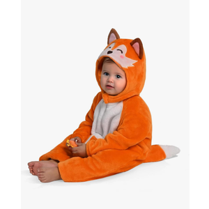 Spooktacular Creations Halloween Baby Fox Jumpsuit, Toddler Animal One-piece Costume, Zip-up Romper Hooded Jumpsuit 1-3 y