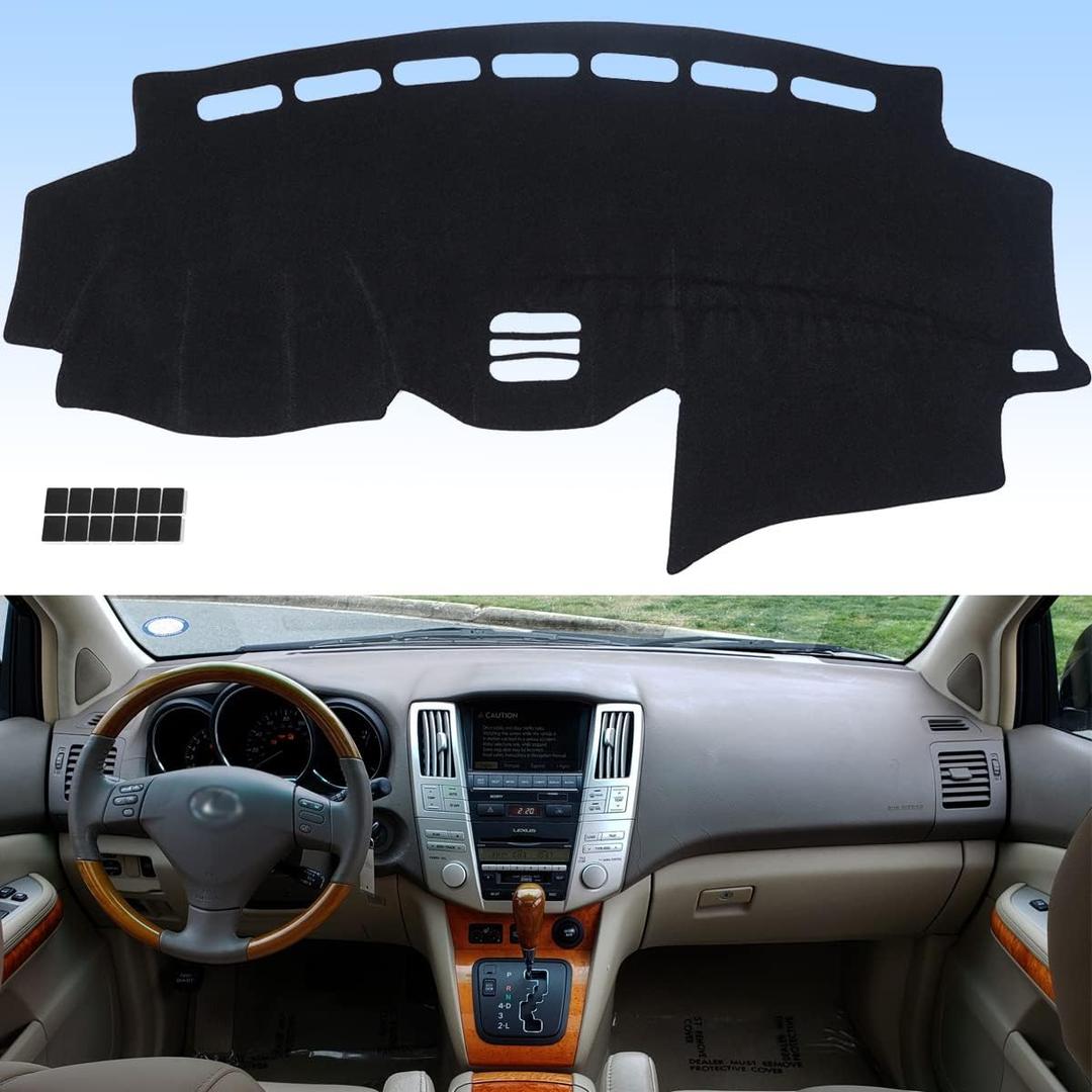 AUQDD Dashboard Cover Mat Fit for 2004-2009 Le-xus RX, 2004-2006 RX330, 2007-2009 RX350, 2006-2008 RX400h, Black Flannel Dash Mat, Anti-Glare, Anti-Reflection, No Peculiar Smell