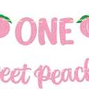 Peach 1st Birthday Decorations for Girls, Pink Glitter | One Our Sweet Peach is One Sign, Fruit Theme First Birthday Party Supplies, Sweet One Decor, NO-DIY