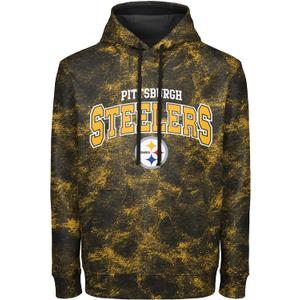 FOCO NFL Men's Officially Licensed Big Logo Wordmark Camo Performance Game Day Team Color Pullover Sweatshirt Hoodie (Large)