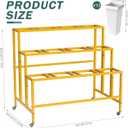 Asee'm Flower Display Stand With 12PCS Buckets 3 Tier Flower Cart Display Stand with Wheels Heavy Duty Moving Metal Plant Stand Flower Bar Flower Rack for Florist Indoor Outdoor Patio Garden Gold