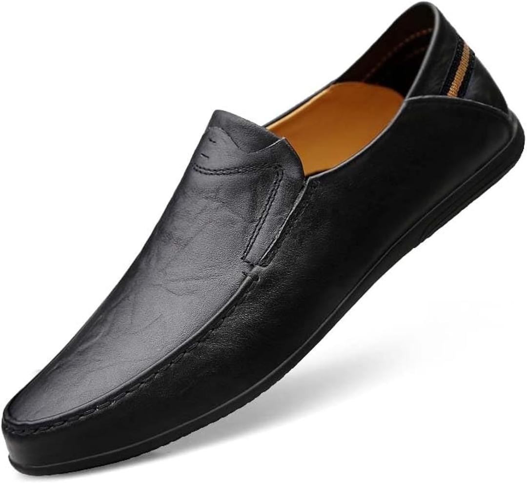 Loafer Premium Genuine Leather Men's Casual Shoes Slip On Mens Driving Penny Loafers for Men Lightweight Breathable (10, Black)