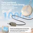 Vivilumens Power Bank Portable Charger 10,000mAh Retractable 25.5 in Built-in Cable Fast Charging Wearable for iPhones Galaxy Laptop with Flashlight&Carabiner for Camping Backpacking Travel (Beige)