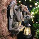 Dragon Statue Solar Lantern for Garden Dcor, Dragons Figurine Night Light, 10Outdoor Decorative Lamp, Mountable on Trees/Walls/Fences. Birthday/Housewarming Gifts for Dragon Fans (Antique Bronze)