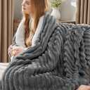 Bedsure Sherpa Blanket Queen Size for Bed - Super Soft, Cozy Fleece Thick Warm Blanket for Winter, GentleSoft Home Room Decor, Dark Grey, 90x90 Inches