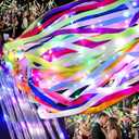 100 PCS Light Up Wands for Wedding, Wedding Favors with 3 Colorful Flashing Modes, LED Silk Fairy Wands with Bells for Wedding, New Year, Raves, Concert, Birthday, Party Streamers