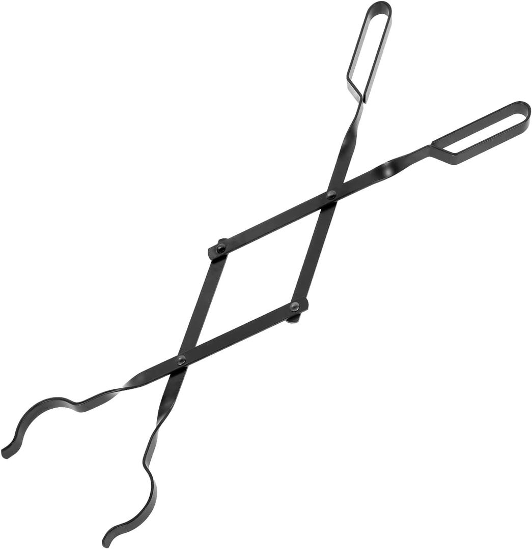 Fireplace Tongs 26, himaly Heavy Duty Wrought Iron Steel Fireplace Poker Tools - Rust Resistant Black Finish, Fire Pit Poker Log Grabber for Indoor/Outdoor