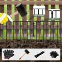 10 Panels Garden Animal Barrier Fence, 10.8ft(L) x 12in(H) No Dig Decorative Fence, 1.2in Spike Spacing Rustproof Metal Garden Fence Border for Dogs Rabbits, Bottom Blocker for Outdoor Yard Patio