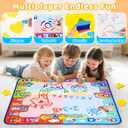 KIZZYEA Toys for 2 3 4 5 6+ Years Old Boys Girls, Water Doodle Mat for Kids, Large Coloring Painting Writing Magic Mat with Neon Colors, Educational Toys Christmas Birthday Gifts for Age 2-4, 3-5