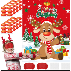 Pin Deer Game 24 Player Holiday Party Games for Family, Pin The Nose on The Reindeer, Christmas Party Favors & Activities