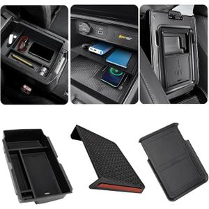 3PCS Center Console Organizer for 2023 2024 2025 2026 Honda CR-V & CR-V Hybrid Accessories, Custom Fit Armrest Tray, Console Tray and Hidden Storage Box, ABS Material