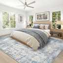 Area Rugs 10x12 Living Room Rug Washable No Slip Low Pile Soft Thickness Large Carpets Indoor Floor Covering for Bedroom Dining Modern Abstract Home Office Decor Blue