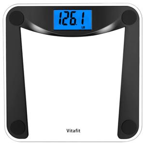Vitafit Digital Bathroom Weight Scale for Body Weight, High Accuracy Assured by Weighing Professional Since 2001,Extra Large Blue Backlit LCD and Step-On, 400lb/182kg, Superb Black