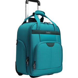 Personal Item 16-Inch Underseat Carry on Luggage With Wheels Lightweight Wheeled Underseater under seat bags for airplanes Upright 2 Wheel,Boy and Girl,Teal Green