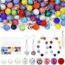 200PCS FIVEIZERO Rhinestone Beads for Jewelry Making, 15 Colors Round Sparkle Crystal Clay Bead Bulk Sparkly Baseball Necklace Beads for Bracelets and DIY Crafts (Mixed)