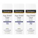 Neutrogena Age Shield Face Oil-Free Sunscreen Lotion with Broad Spectrum SPF 70, Non-Comedogenic Moisturizing Sunscreen to Help Prevent Signs of Aging, PABA-Free, 3 fl. oz (Pack of 3)