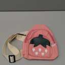 Hiflyer Pink Strawberry Sling Backpack, Small Backpack for Girls, Kawaii Bag, Lightweight Canvas, Adjustable Shoulder Strap, Zipper, 8x5x2 inches