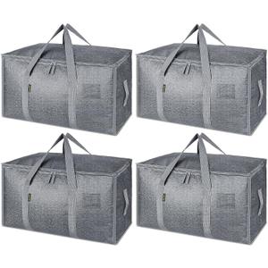 BALEINE 4-Pack Oversized Moving Bags with Reinforced Handles, Heavy-Duty Storage Tote for Clothes, Moving Supplies (Winter Grey, 4-Pack)