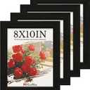 8x10 Picture Frame 4 Pack, Black Solid Wood Gallery Photo Frame, Wall Hanging or Tabletop Display