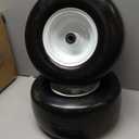 13x6.50-6 Flat Free Lawn Mower Tire and Wheel, Solid Smooth Zero Turn Mower Front Tire Assembly, with 3/ 4" & 5/ 8" Bearing, 4"-6.5" Centered Hub, Compatible with Lawnmower Garden Tractor, 2 Pack