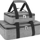 Insulated Casserole Carrier for Hot or Cold Food, Fits 8"-15" Baking DishThermal Food Carrier Bag, Lasagna Lugger Tote for Potluck Parties/Picnic/Cookouts/Lunch, Grey2 Pack