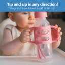 2 x Dr. Brown's Milestones Narrow Sippy Straw Bottle, Spill-Proof with 100% Silicone Handles and Weighted Straw, 8 oz/250 mL, Pink, 6m+